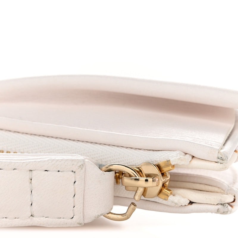 Chanel Lambskin Quilted Wave Clutch White