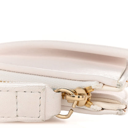 Chanel Lambskin Quilted Wave Clutch White