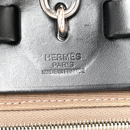 Hermes Toile Officier Vache Hunter Herbag Zip 31 PM Etoupe Bleu Indigo Etoupe Black