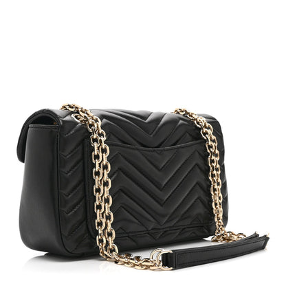 Gucci Lambskin Matelasse Medium GG Marmont Shoulder Bag Black