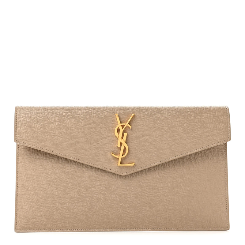 Saint Laurent Grain De Poudre Uptown Pouch Dark Beige