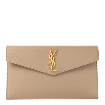 Saint Laurent Grain De Poudre Uptown Pouch Dark Beige