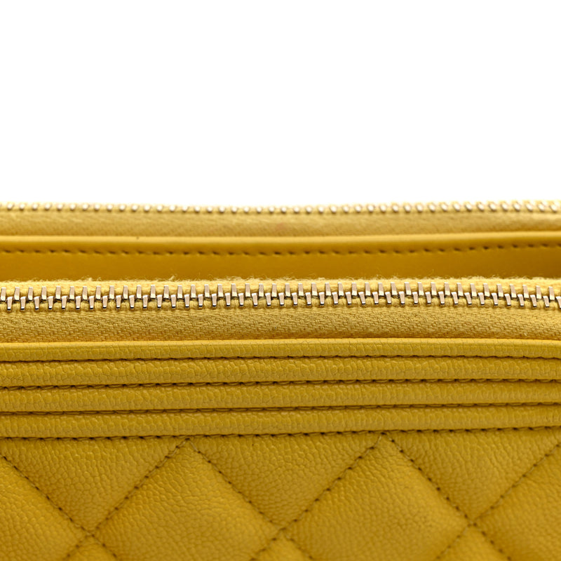 Chanel Caviar Quilted Small Boy Clutch With Chain Yellow