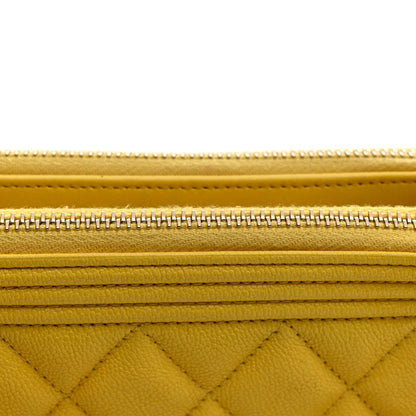 Chanel Caviar Quilted Small Boy Clutch With Chain Yellow