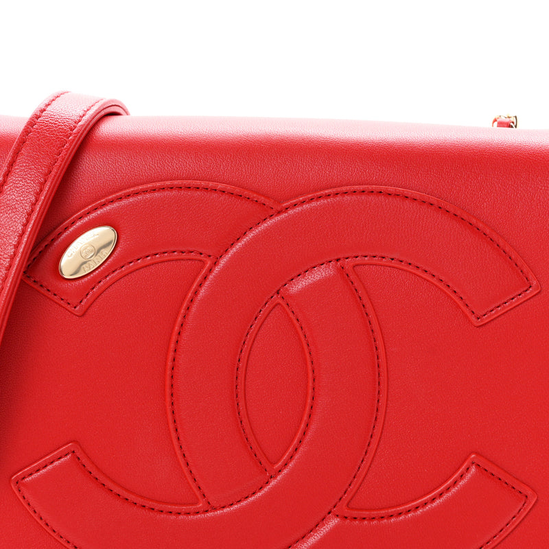 Chanel Lambskin CC Mania Flap Bag Red