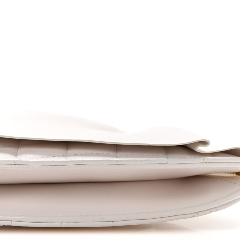 Chanel Lambskin Quilted Wave Clutch White