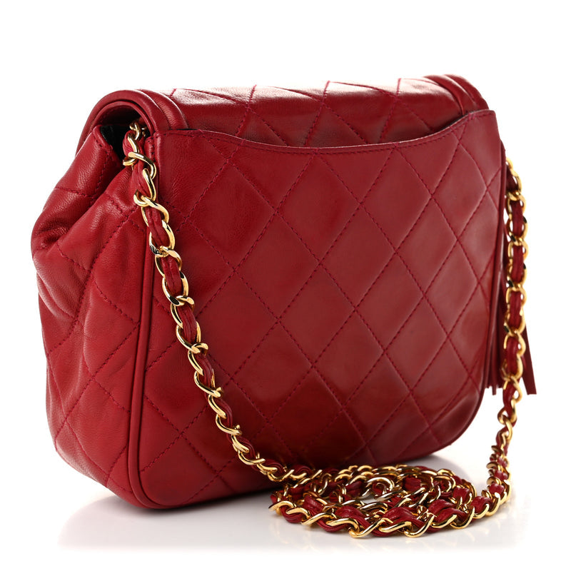 Chanel Lambskin Quilted Tassel Flap Red