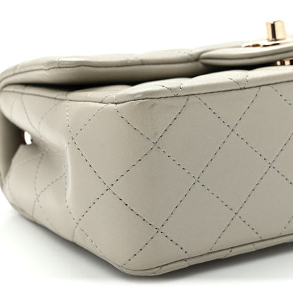 Chanel Lambskin Quilted Mini Rectangular Flap Grey