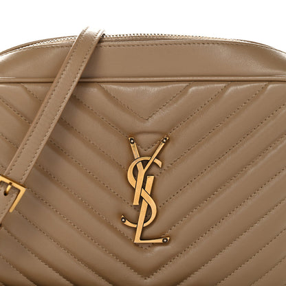 Saint Laurent Calfskin Matelasse Monogram Lou Camera Bag Dark Beige