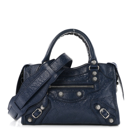 Balenciaga Agneau Giant 12 Silver Hardware Mini City Bleu Roi