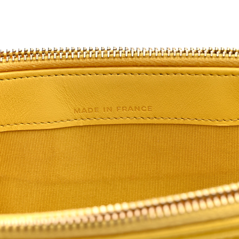 Chanel Caviar Quilted Small Boy Clutch With Chain Yellow