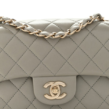 Chanel Lambskin Quilted Mini Rectangular Flap Grey