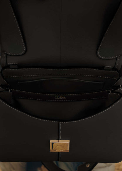 Mokki - Textured Black with Ecru Stitching