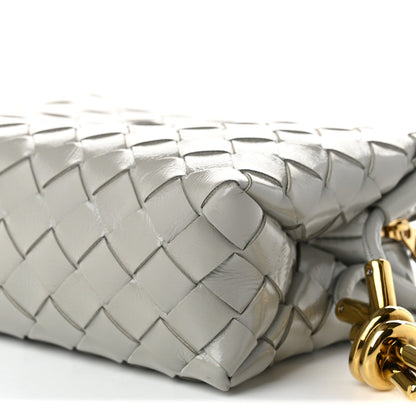 Bottega Veneta Polished Nappa Intrecciato Metallic Knot Mini Loop Camera Bag Sterling
