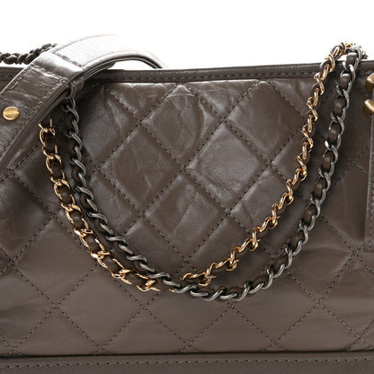 Chanel Aged Calfskin Quilted Medium Gabrielle Hobo Grey