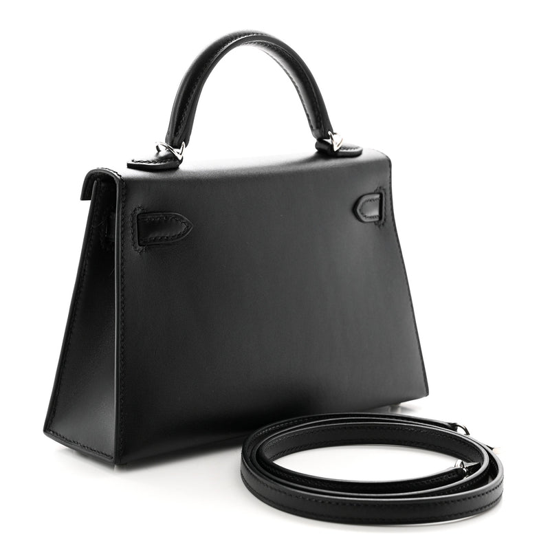 Hermes Tadelakt Sombrero Box Pampilles Mini Kelly Sellier 20 Black