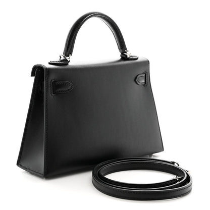 Hermes Tadelakt Sombrero Box Pampilles Mini Kelly Sellier 20 Black