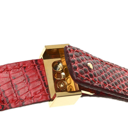 Celine Lizard Medium Classic Box Flap Bag Ruby