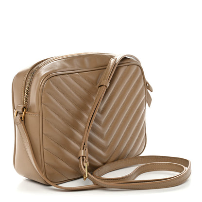 Saint Laurent Calfskin Matelasse Monogram Lou Camera Bag Dark Beige