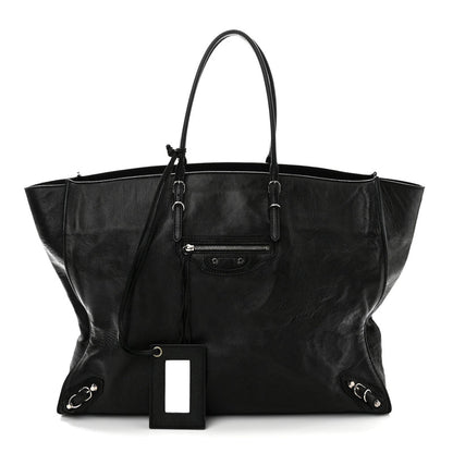 Balenciaga Supple Calfskin Papier A4 Zip Around Tote Black