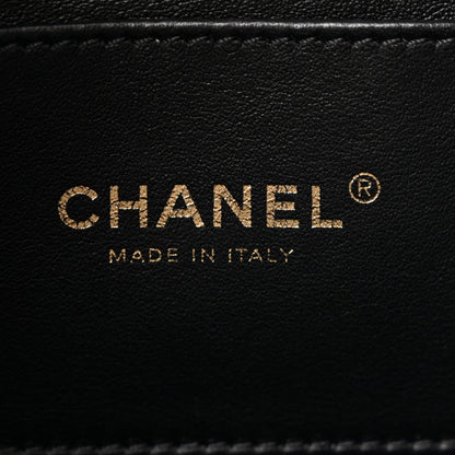 Chanel Shiny Lambskin Quilted Chain Is More Drawstring Bag Black