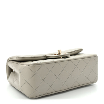 Chanel Lambskin Quilted Mini Rectangular Flap Grey