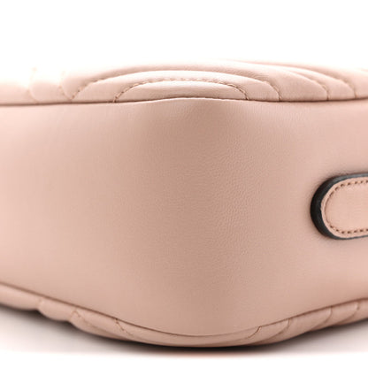 Gucci Calfskin Matelasse Small GG Marmont Camera Bag Pink Beige