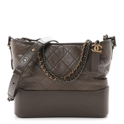Chanel Aged Calfskin Quilted Medium Gabrielle Hobo Grey