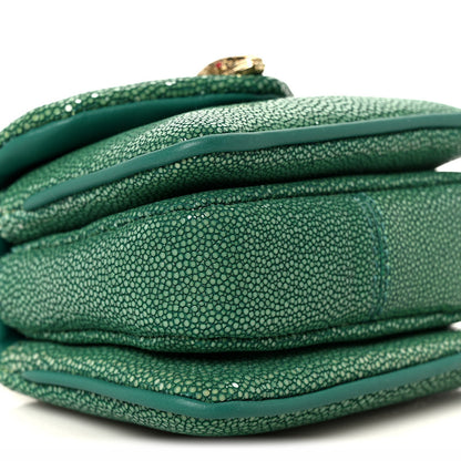 Bulgari Galuchat Serpenti Reverse Micro Top Handle Emerald Green