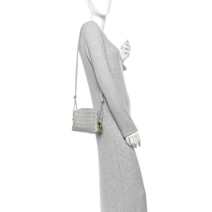 Bottega Veneta Polished Nappa Intrecciato Metallic Knot Mini Loop Camera Bag Sterling