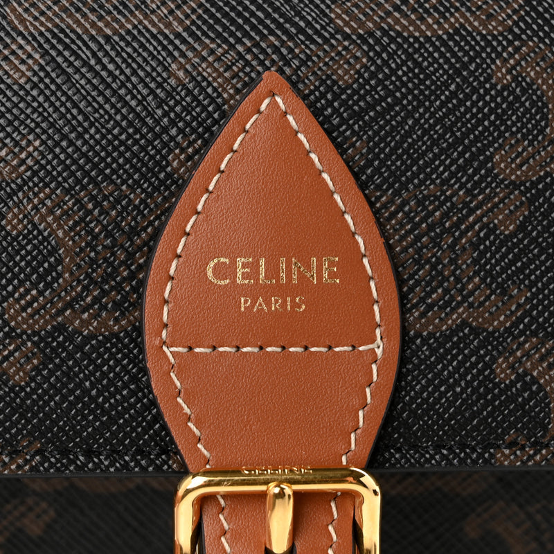 Celine Triomphe Canvas Folco Bag Tan