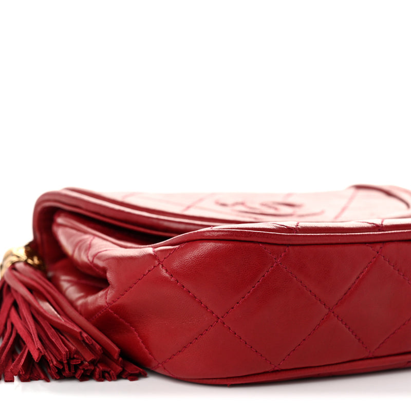 Chanel Lambskin Quilted Tassel Flap Red