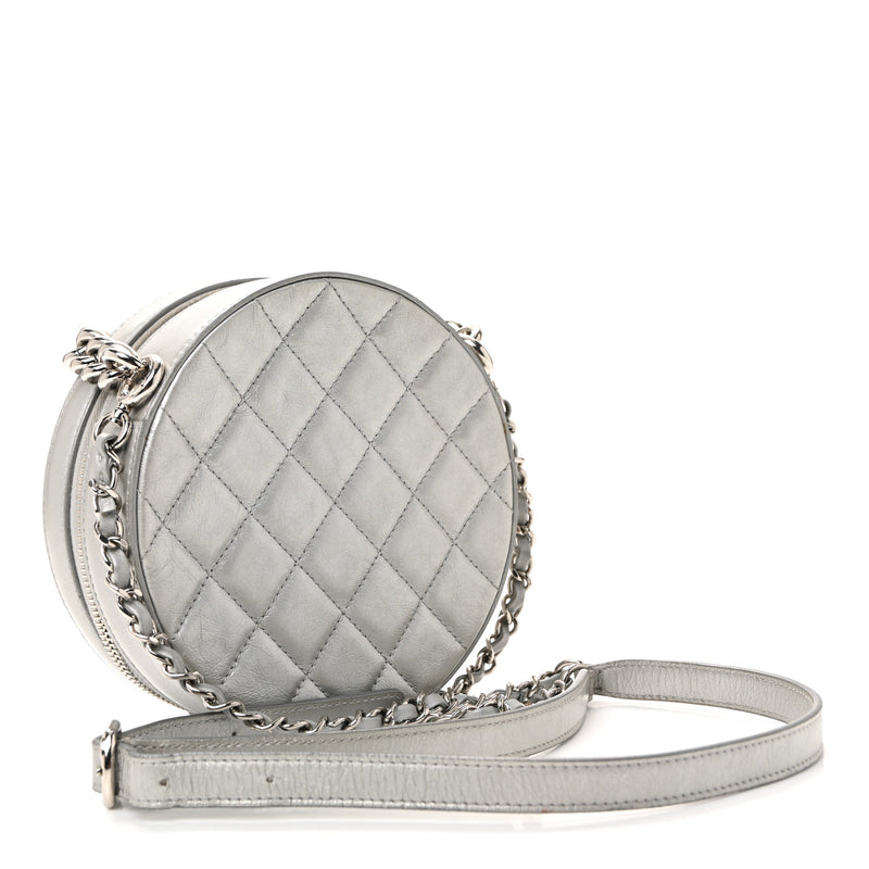 Chanel Metallic Glazed Calfskin Round As Earth Evening Bag Silver