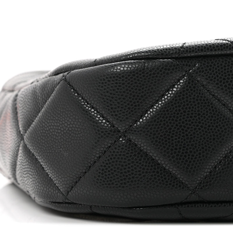 Chanel Caviar Quilted Triple Chain Hobo Black