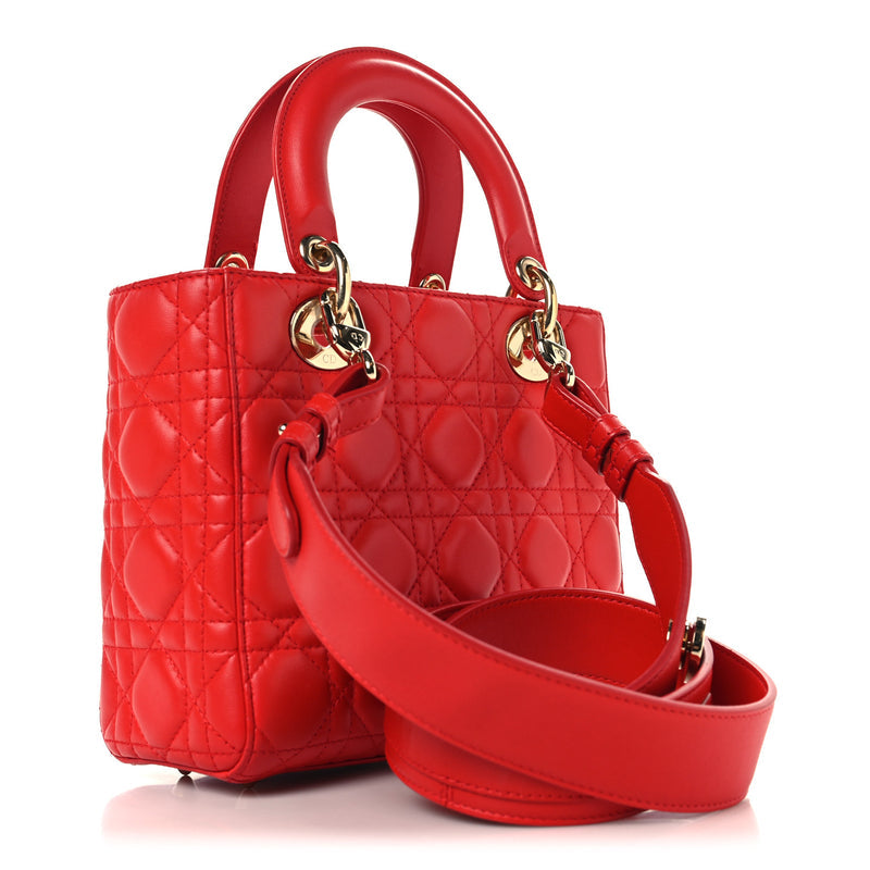 Christian Dior Lambskin Cannage Small My ABCDior Lady Dior Red