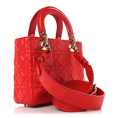 Christian Dior Lambskin Cannage Small My ABCDior Lady Dior Red