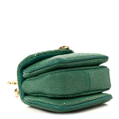 Bulgari Galuchat Serpenti Reverse Micro Top Handle Emerald Green