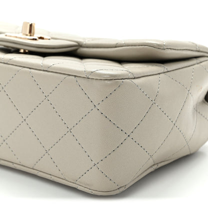Chanel Lambskin Quilted Mini Rectangular Flap Grey