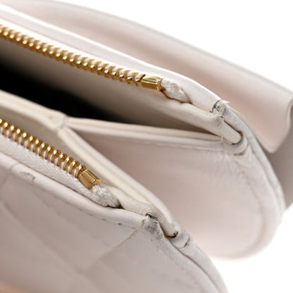 Chanel Lambskin Quilted Wave Clutch White
