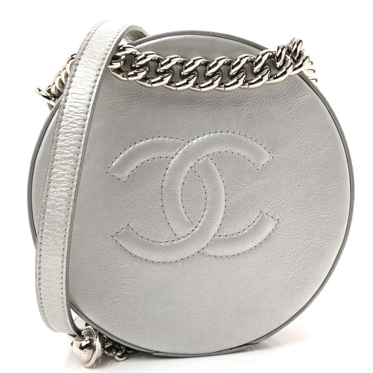 Chanel Metallic Glazed Calfskin Round As Earth Evening Bag Silver