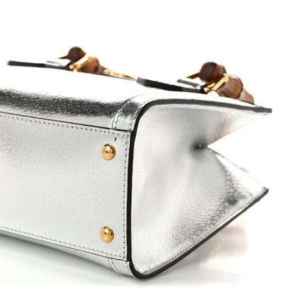 Gucci Textured Calfskin Mini Diana Tote Bag Silver Sugar Pink