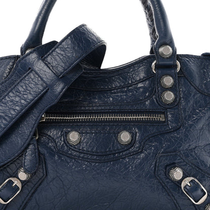 Balenciaga Agneau Giant 12 Silver Hardware Mini City Bleu Roi