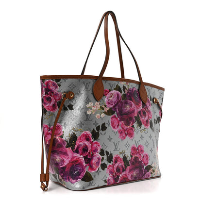Louis Vuitton Metallic Monogram LV Garden Neverfull MM Silver