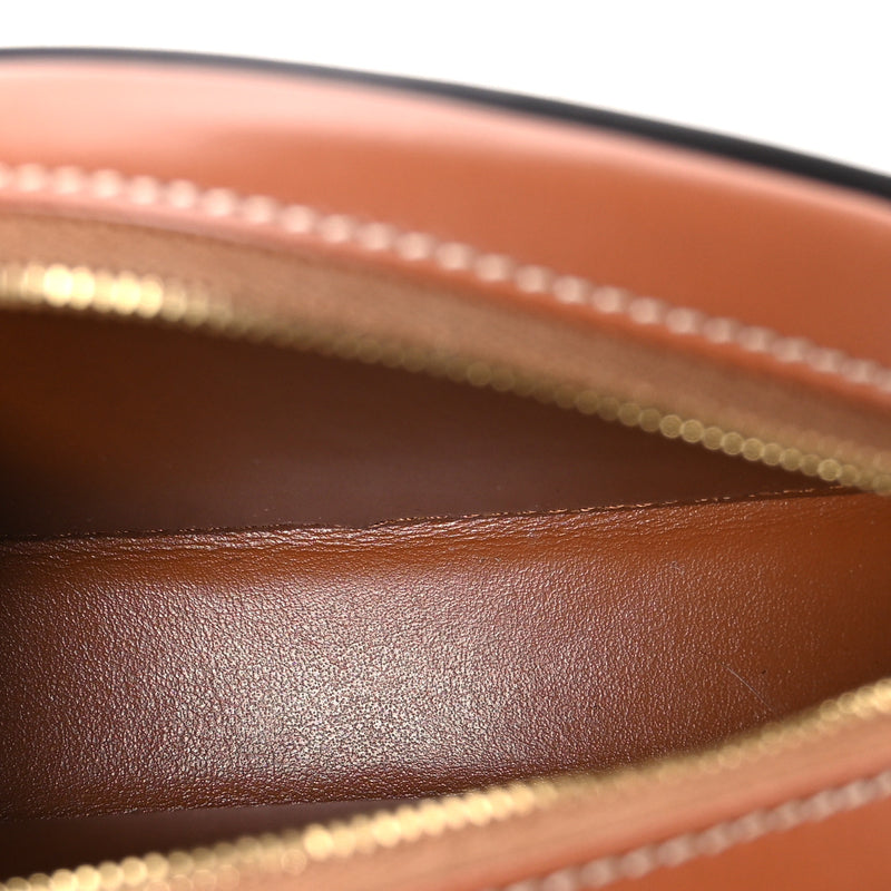Celine Smooth Calfskin Cuir Small Triomphe Oval Crossbody Purse Tan