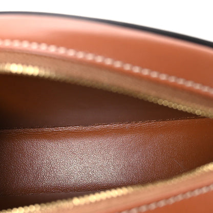 Celine Smooth Calfskin Cuir Small Triomphe Oval Crossbody Purse Tan