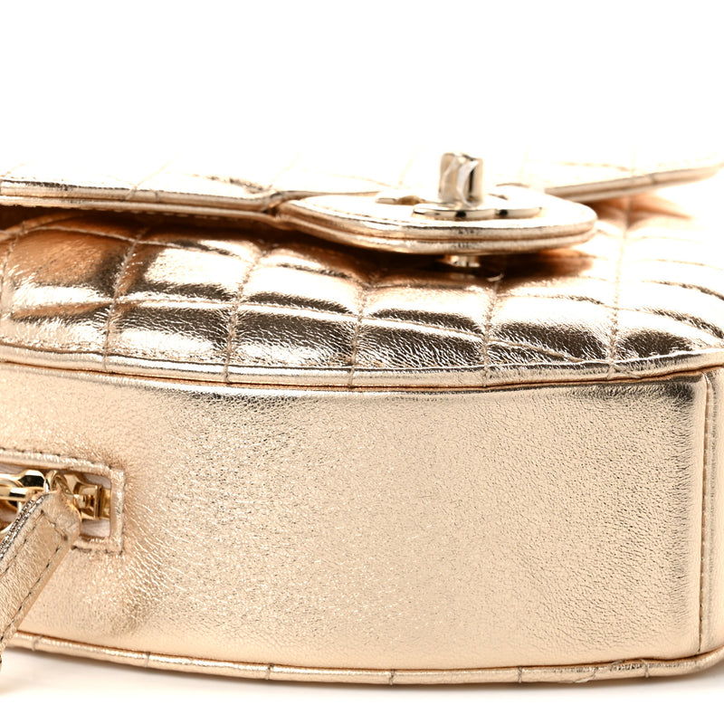 Chanel Metallic Lambskin Quilted Large CC In Love Heart Bag Gold