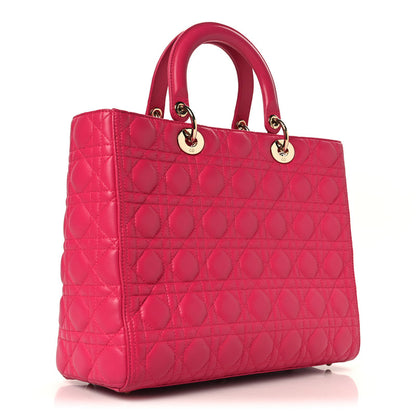 Christian Dior Lambskin Cannage Large Lady Dior Pink