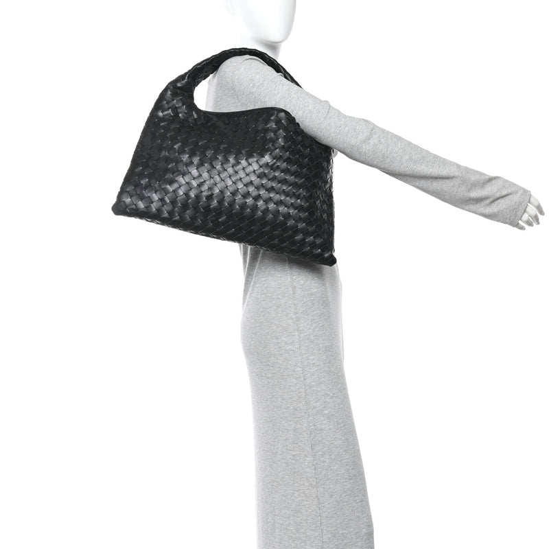 Bottega Veneta Calfskin Intrecciato Small Hop Black