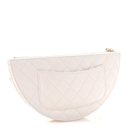Chanel Lambskin Quilted Wave Clutch White