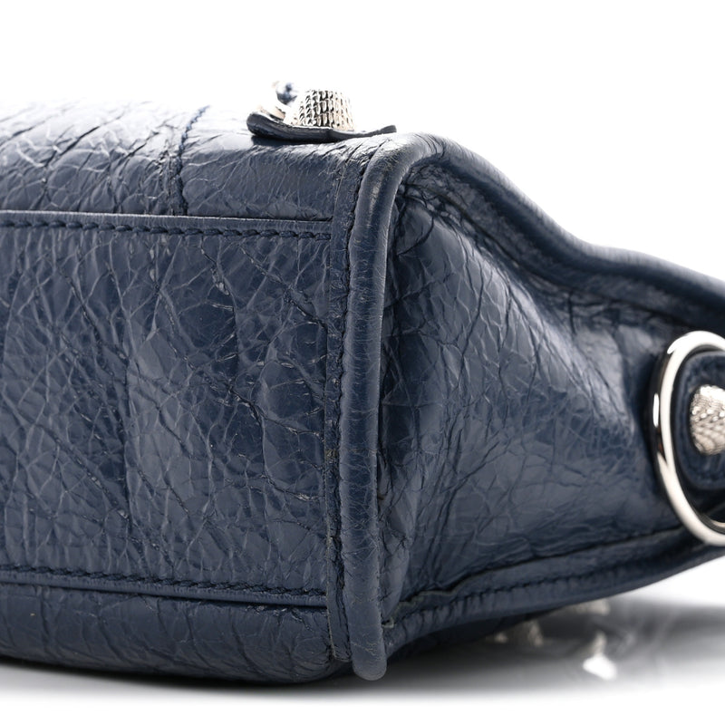 Balenciaga Agneau Giant 12 Silver Hardware Mini City Bleu Roi